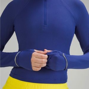 💙🏃🏿‍♀️💙Lululemon It’s Rulu Run Ribbed Cropped Half Zip Top Size 2 LIKE NEW